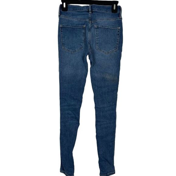 We The Free People Womens Skinny Mid Rise Distressed Destroyed Blue Jeans sz 26 - Picture 11 of 16